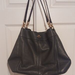 Coach Dark Gray Leather Shoulder Bag